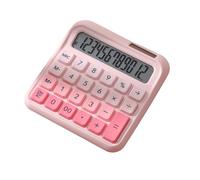 Baxnore Desktop Calculator 12 Digit Large LCD Display Big Button Mechanical Keyboard Solar Battery Powered Dual Power Sources for Office Home Use Gradient Pink Green Blue Purple Wh (Gradient pink)