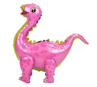 Baxnore Dinosaur Balloon Kit 93cm Large Inflatable Foil Balloons Cute Animal Shaped Party Decorations for Birthday Pool Party Gifts Set of 5 with Straw (Pink)