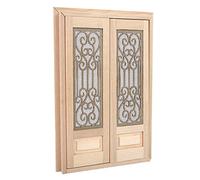 Baxnore DIY 1 12 Scale Miniature Wooden Dollhouse Door Set Hollow Design Safe Material for Creative Play Gift Decor