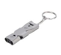 Baxnore Double Tubes Survival Whistle with Keychain Stainless Steel High Pitch Safety Whistle Loud 150 dB for Outdoor Adventures Hiking Camping Fishing (Gray Gray)