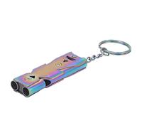 Baxnore Double Tubes Survival Whistle with Keychain Stainless Steel High Pitch Safety Whistle Loud 150 dB for Outdoor Adventures Hiking Camping Fishing (Colored Ti)