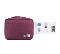 Baxnore Electronic Accessories Organizer Portable Storage Bag for USB Cables Power Bank Headphones Travel Case Polyester Nylon Multi Compartment Black Red Purple Blue (Purple)