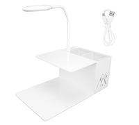 Baxnore Eyelash Extension Organizer Stand with LED Light and Storage Drawer Professional Acrylic Shelf Tool Station for Lash Technicians Salon Blue Light Cleaning Function
