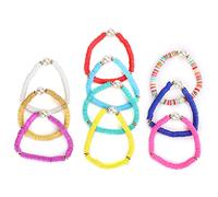 Baxnore Fashionable Vintage Faux Pearl Bracelets Set of 10 Colorful Stretchy Elastic Beaded Jewelry for Women Casual Wear Party Gift Soft Pottery Multicolor