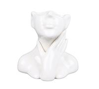 Baxnore Female Face Vase Nordic Style Elegant Ceramic Flower Vase Smoothly Handcrafted Decoration for Living Room Garden Home Office Decor White Glossy Finish 12cm Height