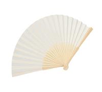 Baxnore Folding Handheld Fan Elegant Pure Color Fabric Portable Cooling Accessory for Wedding Party Decoration Stage Performance Magic Show Daily Use Black Beige White Silver 21cm (Beige)