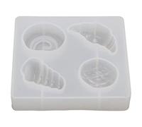 Baxnore Fondant Cake Silicone Mold Easy Demoulding 4 Cute Shapes DIY Transparent Silicone Mold for Chocolates Ice Cubes Candies Baking Decorations White Silicone Material