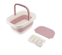 Baxnore Foot Bath Basin Collapsible Soak Tub Thickened Large Capacity with Massage Points and Handle Portable Foldable Foot Spa Bucket for Home Relaxation and Pedicure PP TPE Mater (Pink)