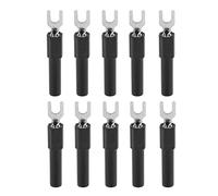 Baxnore Fork Spade Wire Connectors 10pcs 4mm U Type Electrical Crimp Terminal Red Copper PA Material Electrical Performance for Testing Multimeter Applications (Black)