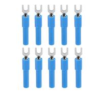Baxnore Fork Spade Wire Connectors 10pcs 4mm U Type Electrical Crimp Terminal Red Copper PA Material Electrical Performance for Testing Multimeter Applications (Blue)