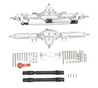 Baxnore Front Rear Axle Set Aluminum Alloy CNC Complete Axle Assembly Set for Axial SCX10II Strong Durable High Strength Balanced Performance Upgrade Parts (Silver)