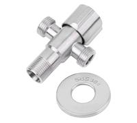 Baxnore G1/2 Inch Stainless Steel Angle Valve Water Stop Valve with Dual Outlets for Bathroom Kitchen Faucet Rust Proof Durable Construction Silver Tone 3.5x2.3 Inches