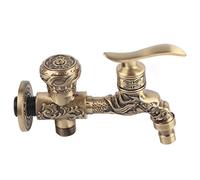 Baxnore G1/2 Wall Mounted Brass Washing Machine Faucet Retro Style Hot Cold Water Tap Antique Bathroom Accessories Luxury European Design Easy Install Durable for Laundry Room Car