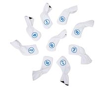 Baxnore Golf Club Headcovers 9PCS Set PU Leather Waterproof Thicken Plush Golf Putter Iron Wood Head Covers Protective Accessories for Golfers Black White 17x6cm (White)
