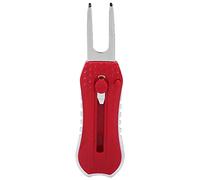 Baxnore Golf Divot Repair Tool Stainless Steel Foldable Retractable Golf Pitchfork with Marker for Cleaning Fixing Divots on Putting Green Durable Lightweight Compact Design 12cm (Red)