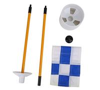 Baxnore Golf Putting Green Flagpole Set Professional Removable Training Accessory with Blue White Grid Flag for Indoor Outdoor Practice Glass Fiber Aluminum Alloy Construction 82cm