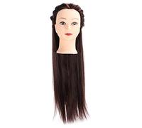 Baxnore Hair Mannequin Head Professional Dark Brown Synthetic Hair Braiding Styling Practice Head for Beauty Schools Salons Training High Temperature Fiber Realistic Scalp Design