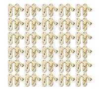 Baxnore Hasp Hook Latch Hook Hasp Buckle Horn Lock Premium Iron Hasp Hook for Jewelry Box Gift Box Storage Chest Bronze Yellow Silver Right Left Type 3.2 x 2.8cm 30 Pieces with Scr (yellow right hook)