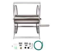 Baxnore Heavy Duty Garden Hose Reel Kit Wall Mounted Automatic Retractable Water Hose Storage Holder with 40m Capacity Stainless Steel Aluminum Alloy Construction for Lawn Care Car (EU Plug)