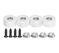 Baxnore Hex Combiner Wheel Hub Adapter 4PCS Premium Aluminum Alloy Accessories for WPL D12 1/10 Scale RC Trucks with Screws and Gaskets Included (Silver S)