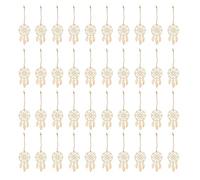 Baxnore Holiday Wood Hanging Decorations, Unfinished Wooden Ornaments Set, 40 Pack Craft Blanks for Painting Tree Decor