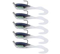 Baxnore Ice Fishing Lure Bait Artificial Simulation Long Winter Fishing Tackle with Single Hook Lifelike Swimming Action for Ice Fishing Soft Silicone Material 7cm 55g 5 Pack (3#)