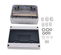 Baxnore IP65 Distribution Box 12 Way Plastic Electronic Junction Case Transparent Cover Durable ABS PC Material for Indoor Outdoor Electrical Equipment 255x200x110mm