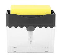 Baxnore Kitchen Automatic Detergent Dispenser Container with Tableware Washing Sponge Accessory for Home Kitchen Use Gray ABS Material 13.5x8.5x11cm 200g