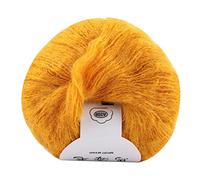 Baxnore Knitting Wool Yarn Soft Mohair DIY Hand Knitted Crochet Thread Supplies for Shawl Scarf Sweater Crafting Beige Pink Yellow Gray Purple Optional 13.5cm 28g (23 Turmeric)