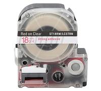 Baxnore Label Tape Self Adhesive, 18mm Label Making Labeling Tape, Embossing Label Maker, Embossing Label Tape, Embossing Tape for King Jim Printer (18mm transparent bottom red letter)