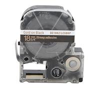 Baxnore Label Tape Self Adhesive, 18mm Label Making Labeling Tape, Embossing Label Maker, Embossing Label Tape, Embossing Tape for King Jim Printer (18mm black background gold letters)