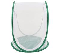 Baxnore Large Mesh Cage Butterfly Habitat Foldable Portable Handle Observation Feeding Cage Wear Polyester Mesh White Green 12.99x13.19x14.37 Inch for Butterfly Rearing