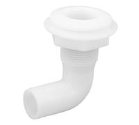 Baxnore Marine Thru Hull 90 Degree Thru Hull Fitting Leakproof Durable Heavy Duty Drain Hose Adapter for Yachts Boats Ships Nylon Plastic 24mm Flow Bore (White)
