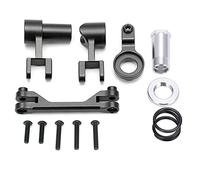 Baxnore Metal Aluminum Alloy Steering Assembly Steering Group Steering Component for UDR 1/7 RC Truck Car Upgrade Parts Aluminum 6061 T6 4 Pieces 36g (Black)