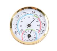Baxnore Mini Indoor Thermometer Hygrometer Analog Pointer Type Temperature Humidity Meter Gauge Easy to Read Portable No Battery Required for Home Office Greenhouse Warehouse (TH103C Gold Shell Color