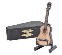 Baxnore Miniature Classical Guitar Model Handcrafted Wooden Musical Instrument Replica with Stand Decor for Home Office Desk Bookcase Music Room Wood Color 3.1 Inches