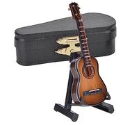Baxnore Miniature Guitar Replica, Miniature Classical Guitar with Guitar Stand Case, Mini Wooden Miniature Guitar, Miniature Guitar Stand for Desktop Decoration (Coffee)