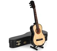 Baxnore Miniature Wooden Classical Guitar Model, Handmade Non-functional Guitar Replica with Stand Case for Music Lovers Home Office Bookshelf Display