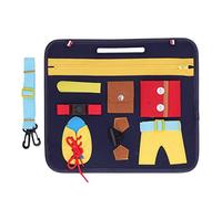 Baxnore Montessori Busy Board Felt Sensory Toy Educational Activity Board for Toddlers Autism Therapy Fine Motor Skills Development Travel Toy Dark Blue 10.9 x 12.6 Inches