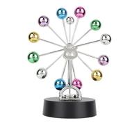 Baxnore Newton Pendulum Ball Physics Science Desk with Battery Powered Swing Motion Creative Colorful Design for Home Office Decor Kids Gift Plastic Material 230g