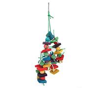 Baxnore Parakeet Chewing Multicolored Natural Wooden Blocks for Macaws Pet Birds Safe Non Bird Chew Plaything for Parrots (Thin rope style)