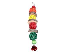 Baxnore Parrot Chewing Toys Safe Corn Husk Bird Cage Hanging Toys Relief Biting Toys for Parrots Hamsters Rabbits Made of Corn Husks Sweet Grass Colorful Strings Durable Fun (Colored Ball Wooden