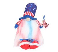 Baxnore Patriotic Faceless Gnome Doll Standing Decor with LED Lights Flocking Plastic Material Bright Colors Independence Day Home Office Christmas Holiday Decoration Gift 4.06oz (Red Shoes)