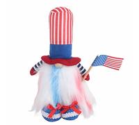 Baxnore Patriotic Faceless Gnome Doll Standing Decor with LED Lights Flocking Plastic Material Bright Colors Independence Day Home Office Christmas Holiday Decoration Gift 4.06oz (Blue Shoes)
