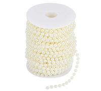 Baxnore Pearl Wire Beads Garland String 25m Roll 6mm Shiny Grinding Pearl Beads for Wedding Christmas Home Decoration ABS Imitation Pearls White Beige (Beige)