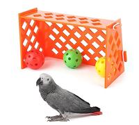 Baxnore Pet Parrot Mini Soccer Football Field Bird Training Desktop Educational Puzzle Intelligence Development Interactive Bird Play Set for Small Parrots Fun Activity Plastic Lig