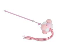 Baxnore Pet Tassel Playing Stick with Bell and Plush Ball Interactive Training Tease Cats Play Endless Chasing Beating Biting Interest Promote Relationship for Indoor Home Use Soft (Pink)