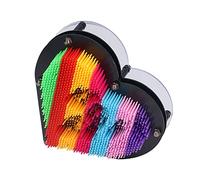Baxnore Pin Art Board 3D Three Dimensional Heart Shaped Rainbow Clone Hand Model Needle Painting Handprint Decoration Desk for Office Decor Plastic 7.4in x 6.9in x 2.2in