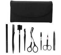 Baxnore Premium 8 Piece Stainless Steel Eyebrow Grooming Kit Black Rustproof Eyebrow Trimming Tools with Storage Bag for Women Men Professional Eyebrow Care Set
