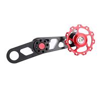 Baxnore Premium Aluminum Alloy Bike Chain Stabilizer Single Speed Adjuster Rear Derailleur Guide Spring Tensioner for Folding Bikes with 11T 13T Gear Black Red Color